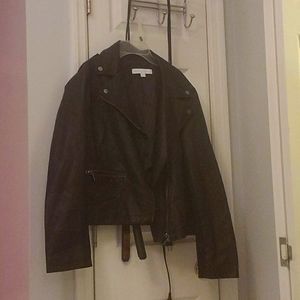 Faux leather moto jacket
